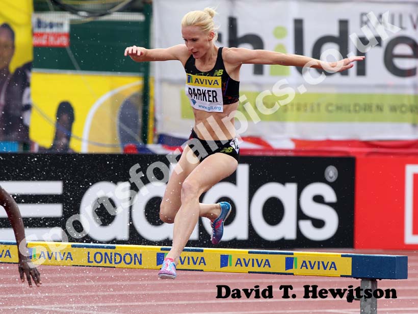 Barbara Parker in the 3000 metres steeplechase, 2012 Samsung Diamond League, Crystal Palace, London.
